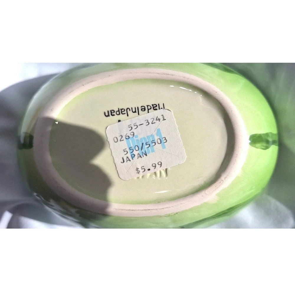 Vtg Pier One Japan Watermelon Ceramic Bowl Oval Pink Green Fruit Dish 550/5503